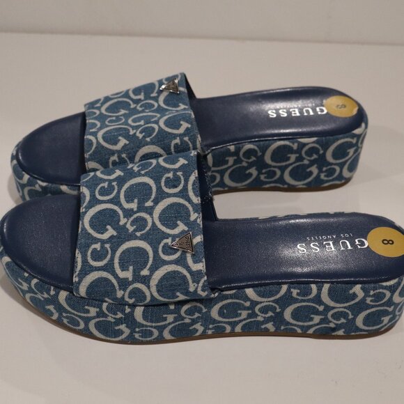 Guess Blue Platform Open Toe Slides - Size 8 PERFECT CONDITION! - Picture 2 of 8